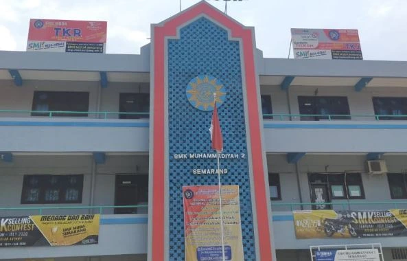 Tampak depan gedung sekolah SMK Muhammadiyah 2 Semarang yang merilis laporan transparansi penggunaan dana BOS SMK Muhammadiyah 2 Semarang.